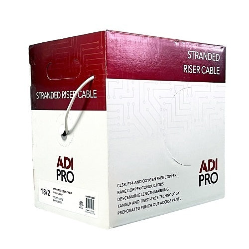 ADI PRO RN-9030501 18/2 Stranded Riser Unshielded Cable, CL3R, 500\' Express Box, White