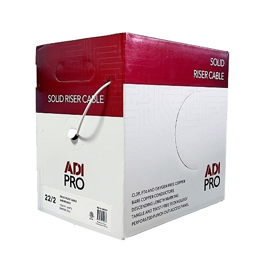 ADI PRO RN-9100101 22/2 Solid Riser, CL3R, Unshielded Cable 1000\', White Express Box
