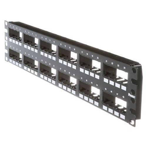 Panduit CPP48FMWBLY Mini-Com Flush Patch Panel, 48-Port, 2RU, BL