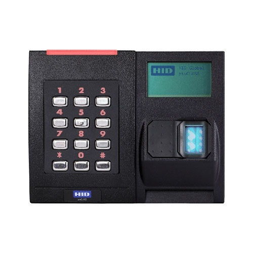 HID 924NPRTEK00504 pivCLASS SE RKCLB40-P Smart Keypad Reader with Contact Slot, LCD Display, and  Biometric Sensor, 13.56 MHz Supports PKI-Based FIPS 201, RS485 FDX, Terminal Strip, Standard v1, Black Image of HU-924NPRTK4