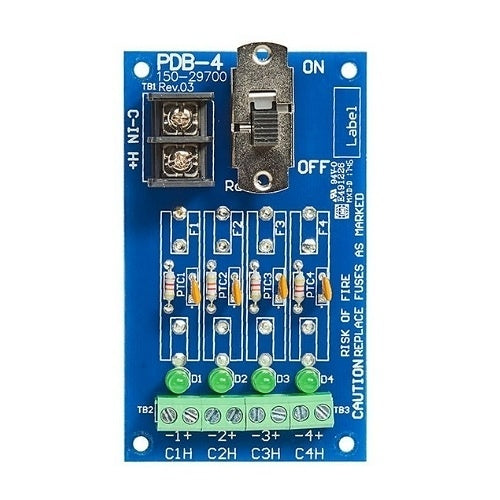 Securitron PDB-4F2 Power Distribution Board with (4) Glass Fuse