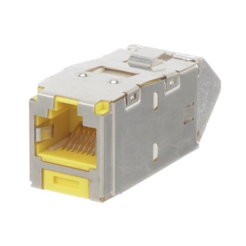 Panduit CJSUD6X88TGYLY Mini-Com CAT6a Shielded RJ45 Up / Down 45° Angled TG Jack Module, Yellow