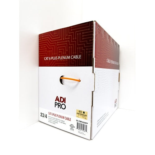 ADI PRO 0E-CMP6ORPP CAT6+ Plenum Cable, 23/4 Solid BC, Unshielded, UTP, CMP/FT6, 1000\' Express Box, Orange