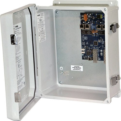 Altronix NetWaySP4BTWPN 4-port Outdoor Hardened 802.3bt 4PPoE Switch. NEMA4/4X rated outdoor enclosure.