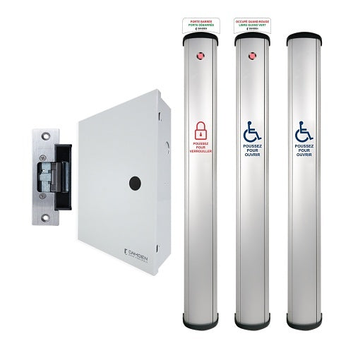 Camden CX-WC18-PSF 4-1/2\\" Wide Column Switch with LED Annunciator Restroom System Kit with Power Supply, French