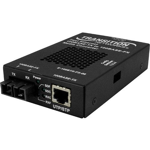 Lantronix E-100BTX-FX-06SCNA Stand-Alone Fast Media Converter, 9-14VDC, 1.75W