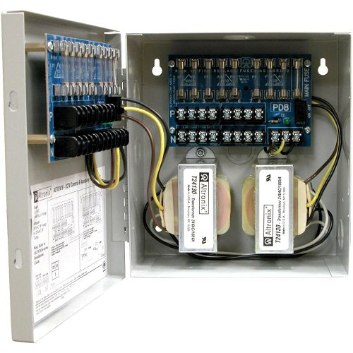Altronix ALTV2416 CCTV Power Supply, 16 Fused Outputs, 24/28VAC at 8A, BC100 Enclosure Image of AX-ALTV2416