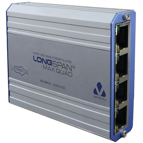 Veracity VLS-LSM-C4 LONGSPAN Max Quad Camera Device 4-Port Hi Power PoE Extender