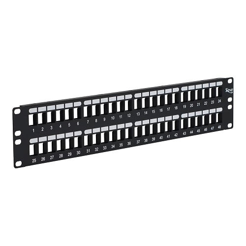ICC IC107BP482 48-Port Blank Keystone 2U RMS Patch Panel with 19\\" Metal Rackmount Housing for Slim Profile Keystone Jacks