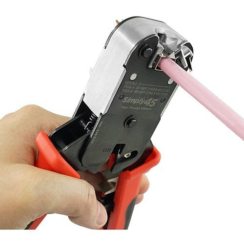 Simply45 S45-C101 Pro Series All-In-One RJ45 Crimp Tool, Pass-Through and Standard WE, SS RJ45