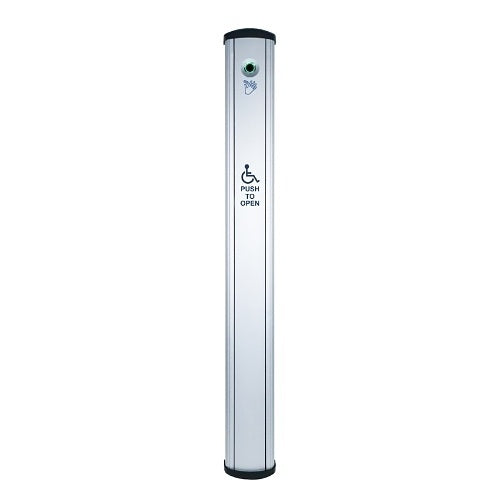 Camden CM-7436VR/40WT CM-74 Series 36\\" Column Push Plate Switch with Hands-Free Sensor for Boot and Water Tight Coating, WHEELCHAIR Symbol and Push to Open Label, Blue Foot Icon, Clear Label