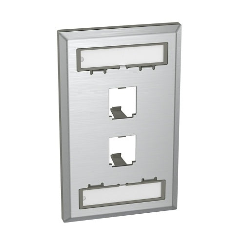 Panduit CFPL2SY Mini-Com Stainless Steel Faceplate, 2-Port