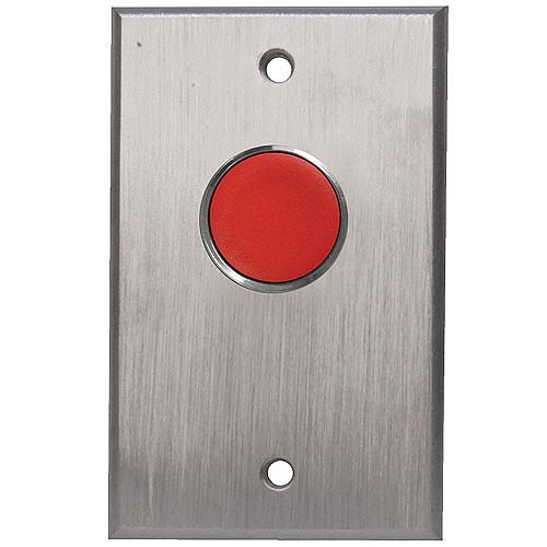 Camden CM-7000R Vandal Resistant Push Button, Single Gang, Spring Return N/O, Momentary, Red Button