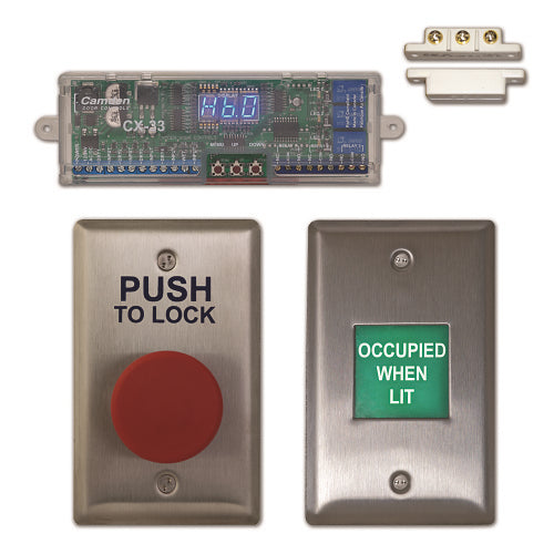Camden CX-WC11 Push Button and Annunciator System with Advanced Logic Control, Mushroom Push to Lock Button, 1-Gang LED Annunciator, Magnetic Door Contact