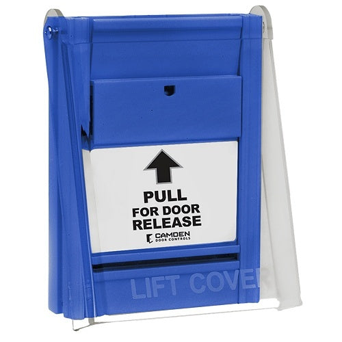 Camden CM-702U-PC CM-700 Series Universal Pull Station, Single Gang, 2-Normally Closed, Includes Labels and Clear Lift Cover, Blue