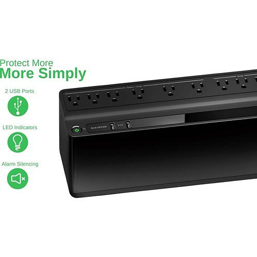 APC BE850G2 Back-UPS, 850VA, 120V, 2-USB Charging Ports, NEMA 5-15R and NEMA 5-15R Surge Outlets
