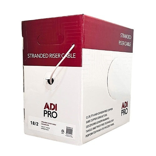 ADI PRO RN-9030101 18/2 Stranded Riser Unshielded Cable, CL3R, 1000\' Express Box, White