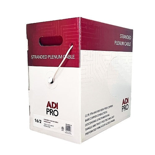 ADI PRO RN-9008110 16/2 Stranded Plenum Unshielded Cable, CL3P, 1000\' Express Box, Off White