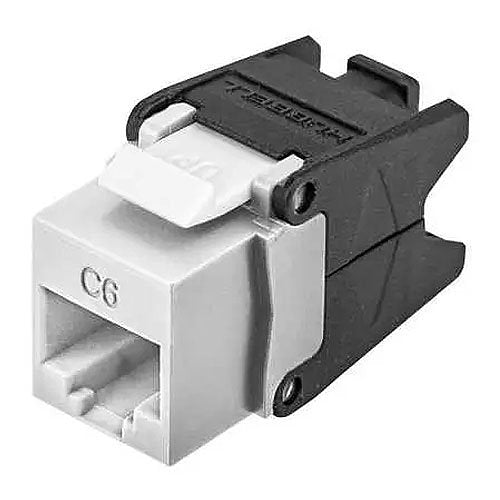 Hubbell HJU6W CAT6 Jack with Cobra-Lock Termination, White Image of 40-HJU6W