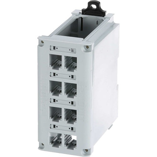 Panduit CDPP8RG-S Mini-Com 8-Port DIN Rail Shielded Patch Panel, Gray