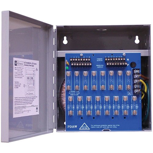 Altronix ALTV2416300ULM CCTV Power Supply, 16 Fused Outputs, 24VAC/28VAC at 12.5A, 115VAC, BC100M Enclosure (Replaces ALTV2416300M) Image of AX-24163ULM