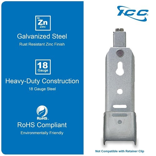 ICC ICCMSJHB33 Beam Clamp J Hook 1 5/16\\" Without Retainer Clip, Galvanized Steel Cable Management Hooks for Hanging Cable to Beams, Rust-Resistant, EIA and TIA Compliant, 25-Pack
