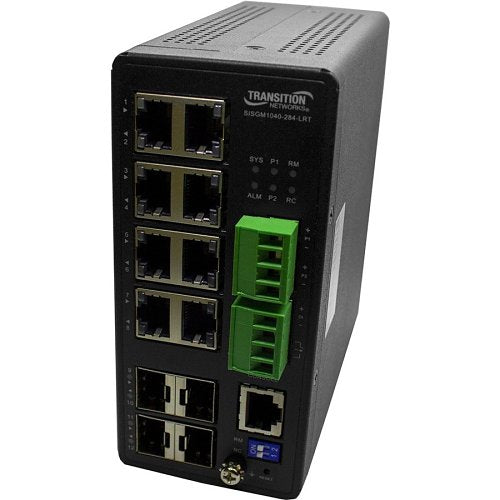 Lantronix SISGM1040-284-LRT Managed Hardened Switch, 8-10/100/1000Base-T, 4-100/1000 SFP