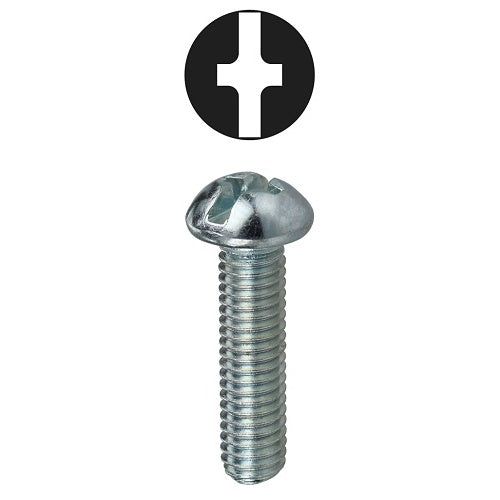 Dottie RMC144 1/4x4 Rnd Head Slotted/Phillips Machine Zinc 100pc