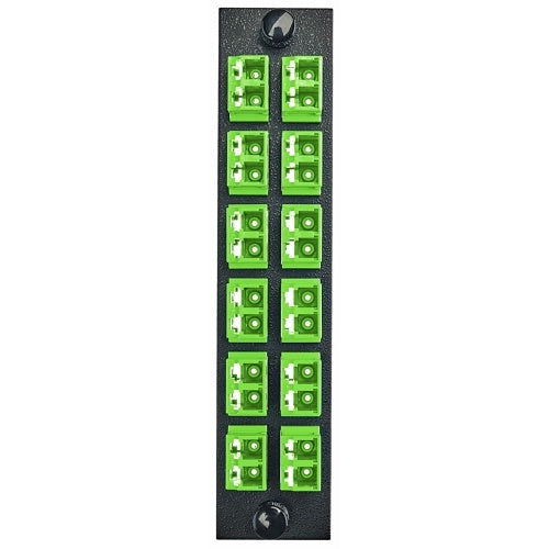 Hubbell FSPNLCDS12GN Fiber Optic Patch Panel, Supports 24 Ports and 12 LC Duplex Connections, Green Adapters