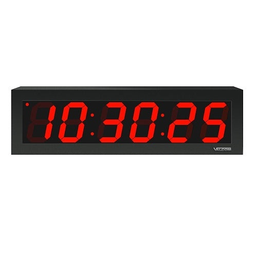 Valcom VIP-D640A IP PoE Digital Clock, 4.0\\" 6-Digit Display, NTP Sync, Wall Mount, Black