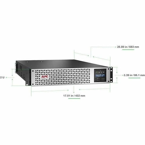 APC SMTL2K2RM2UCLNC Smart-UPS, Line Interactive, 2200VA, Lithium-ion, Rackmount 2U, 120V, 1x NEMA L5-20R+6x NEMA 5-20R Outlets