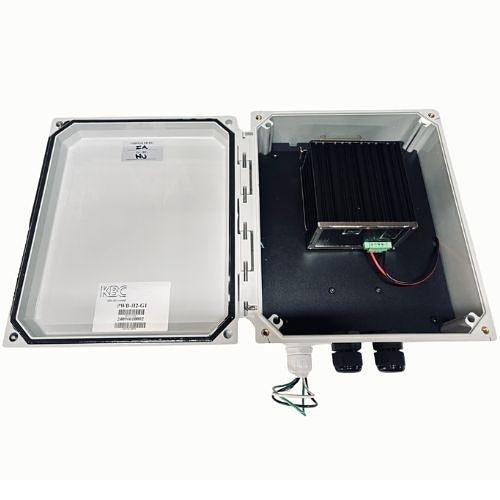KBC Networks PWB-H2-G1 NEMA 4X Enclosure Power Kit with Integrated Hardened 200W Power Supply and 2-Port Industrial Unmanaged Gigabit HPoE Switch, Pole Mount