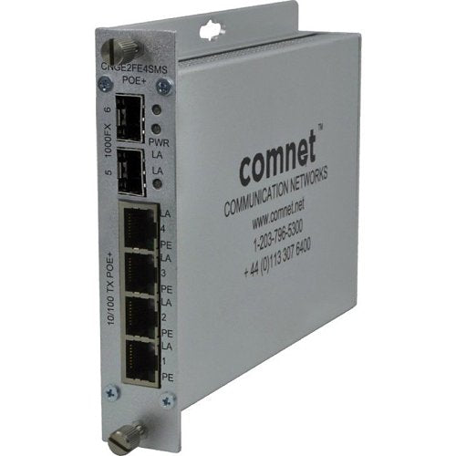 ComNet CNGE2FE4SMSPOE 10/100/1000TX Drop/Insert/Repeat Gigabit Uplink Switch with Optional PoE+ Image of C4-CNGE2FE4S