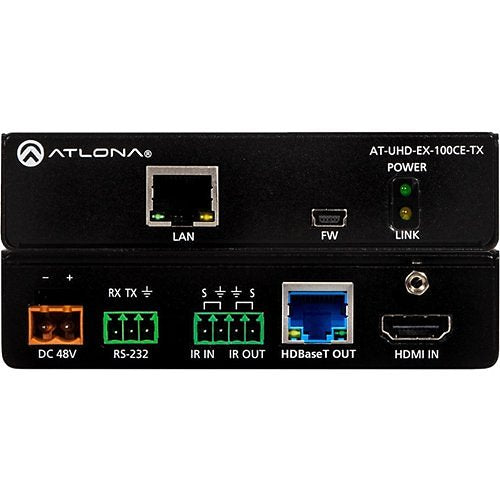 Atlona AT-UHD-EX-100CE-TX 4k/UHD HDMI Over 100m Hdbaset Transmitter With Ethernet, Control and PoE Image of 9L-ATUHDEX12