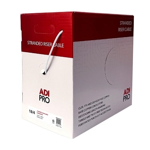 ADI PRO RN-9040101 18/4 Stranded Riser Unshielded Cable, CL3R, 1000\' Express Box, White