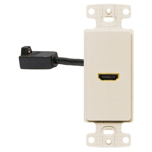 Hubbell NS801LA Decorator Plate Frame with 1 HDMI Female to Female, Light Almond