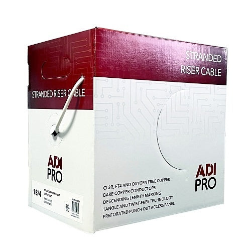 ADI PRO RN-9040501 18/4 Stranded Riser Unshielded Cable, CL3R, 500\' Express Box, White