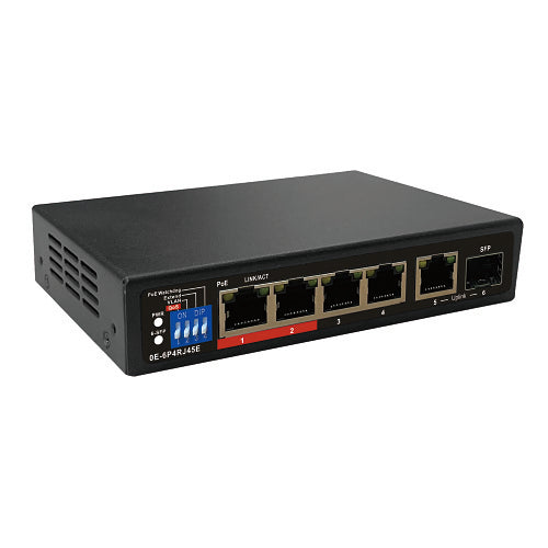 UltraTech 0E-6P4RJ45E 6 Port Gigabit Extended Range PoE+ Switch