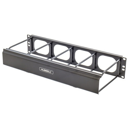 Hubbell HM47C M-Series 4-Unit Horizontal Cable Management, 7\\" Extension, with Cover, Black