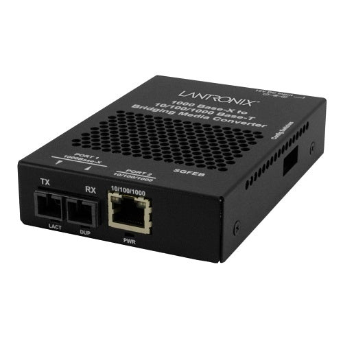 Lantronix SGFEB1040-230-NA Media Converter, 10/100/1000 Bits to 1000, Dual SFP with Na Power Supply