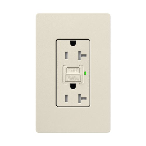Lutron SCR-20-GFST-PM Claro 20A Tamper Resistant GFCI Duplex Receptacle, Decorator-Style Outlet, Self-Testing, Satin Finish, Pumice