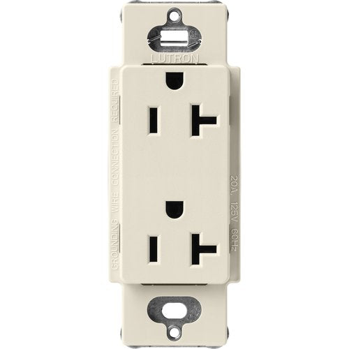 Lutron SCR-20-PM Claro 20A Duplex Receptacle, Decorator-Style Outlet, Satin Finish, Pumice