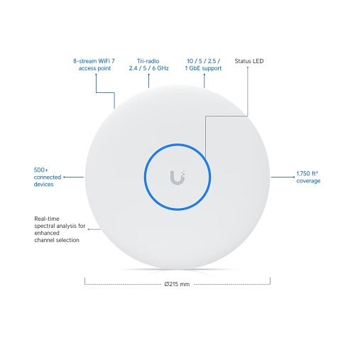Ubiquiti U7-PRO-XGS UniFi Access Point, 8-Stream, Wi-Fi 7, Ceiling-Mounted