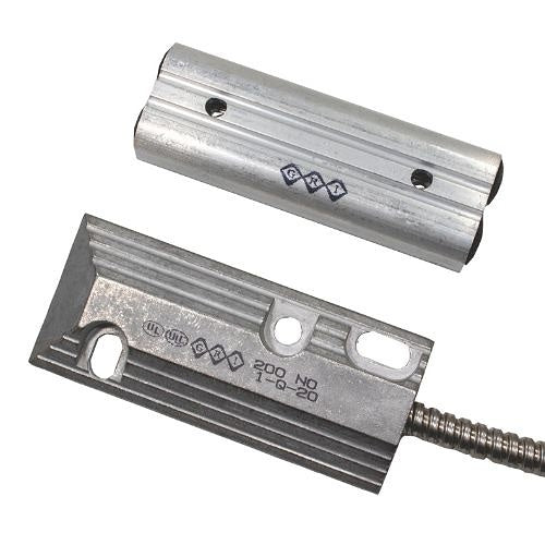 GRI 200-36 200 Series Floor Mount Industrial Overhead Door Switch Set, 2-1/2\\" Gap, 10W, 200VDC, 0.50 Amp, Closed Loop, N/O, and 36\\" Stainless-Steel Armored Cable, Aluminum