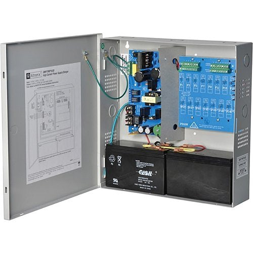 Altronix 16 PTC Outputs Supervised Power Supply/Charger. 12/24VDC @ 6A. Grey Encl. Image of AX-SMP7PP16C