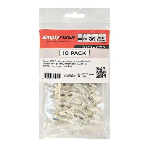SimplyFIBER SF-SCPMM1-10 Mechanical Connector, SC/PC, Multimode