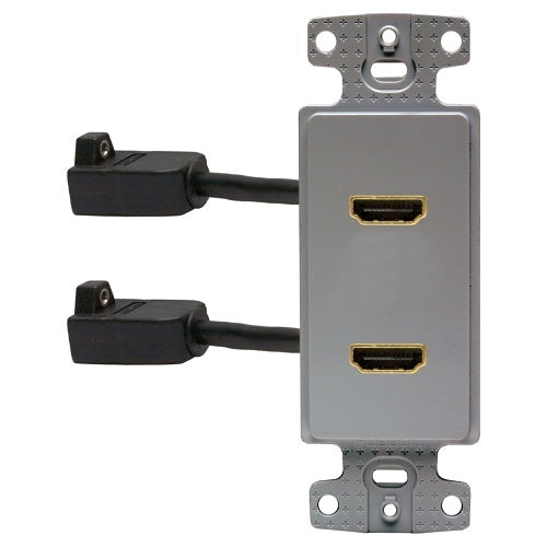 Hubbell NS802GY Decorator Plate Frame with 2 HDMI Female to Female, Gray
