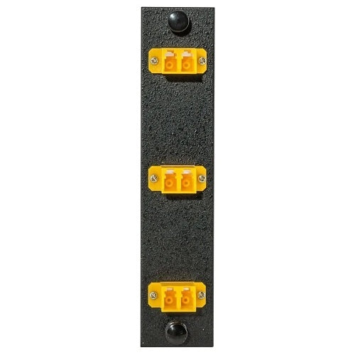 Hubbell FSPNLCDS3Y Fiber Optic Panel Adapter, 6-Fiber, 3 LC Duplex, Zircon Sleeves, Yellow