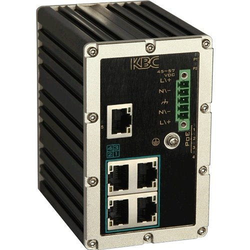 KBC Networks ESUGS4-G1-L-B Gigabit PoE+, Non-PoE Port 80W Total Budget Industrial Unmanaged PoE Switch Powered by 9-36VDC
