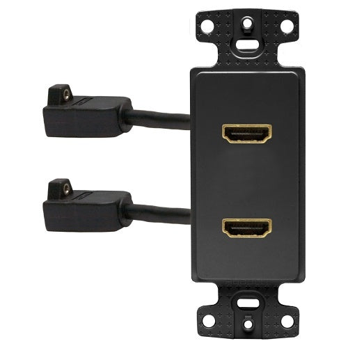 Hubbell NS802BK Decorator Plate Frame with 2 HDMI Female to Female, Black